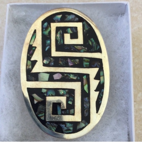 Vintage geometrical silver 925 Mexico brooch pendant - Picture 5 of 5